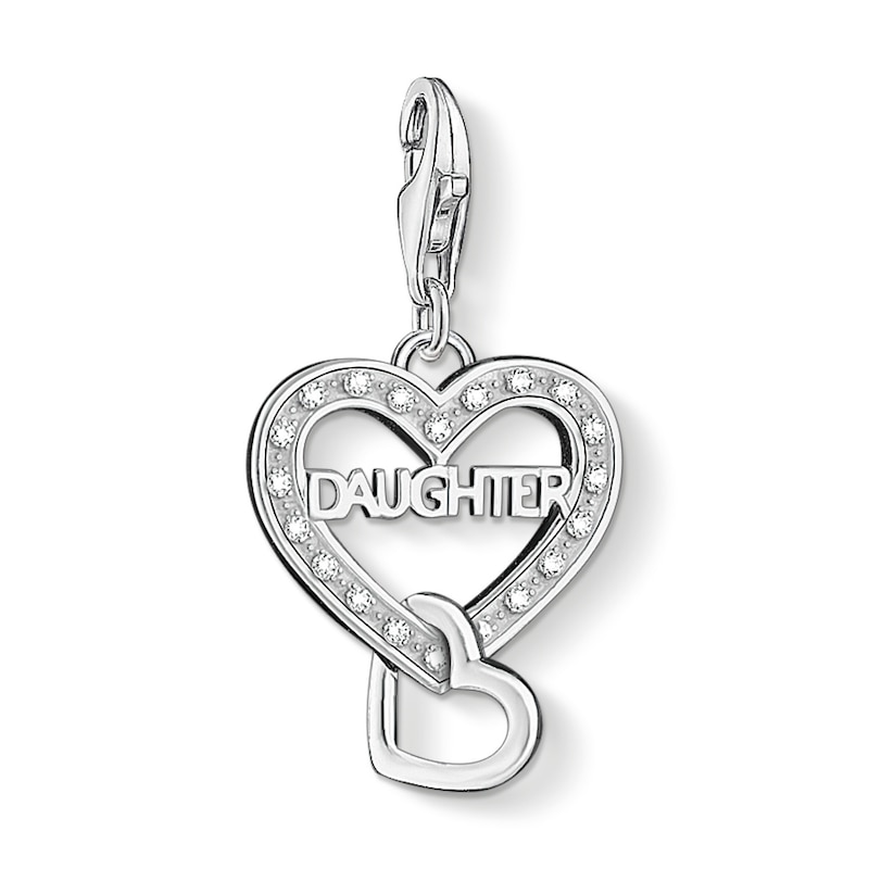 Thomas Sabo Ladies' Sterling Silver Cubic Zirconia Daughter Heart Charm Pendant