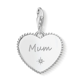 Thomas Sabo Ladies' Sterling Silver Cubic Zirconia Heart Mum Charm Pendant
