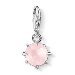 Thomas Sabo Ladies' Sterling Silver Rose Quartz Cubic Zirconia Charm Pendant Birth Stone October