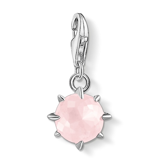 Thomas Sabo Women's Sterling Silver Rose Quartz Cubic Zirconia Charm Pendant Birth Stone October