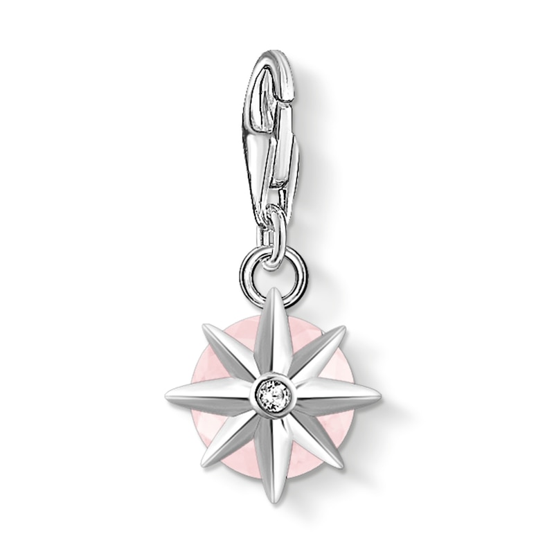 Main Image 2 of Thomas Sabo Ladies' Sterling Silver Rose Quartz Cubic Zirconia Charm Pendant Birth Stone October
