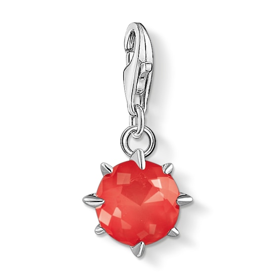 Thomas Sabo Women's Sterling Silver Dyed Bamboo Coral Cubic Zirconia Charm Pendant Birth Stone July