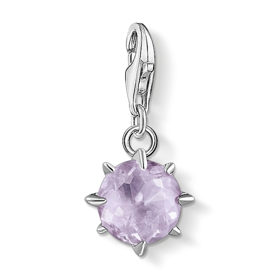 Thomas Sabo Ladies Sterling Silver Amethyst Cubic Zirconia Charm Pendant Birth Stone June