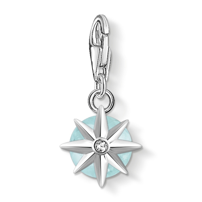 Thomas Sabo Ladies' Sterling Silver Milky Aquamarine Cubic Zirconia Charm Pendant Birth Stone March