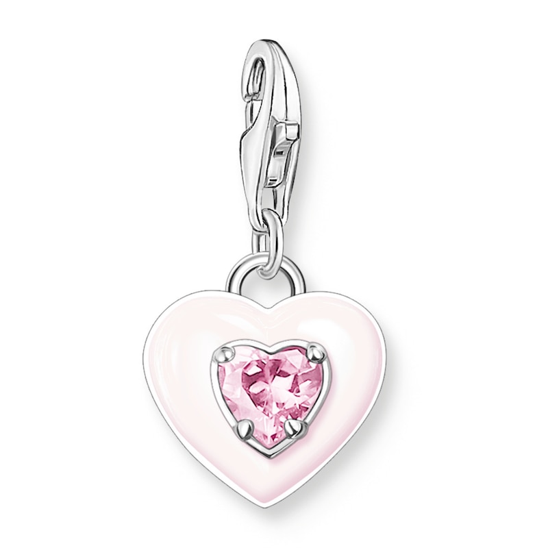 Main Image 1 of Thomas Sabo Ladies' Sterling Silver Pink Cubic Zirconia Heart Charm Pendant