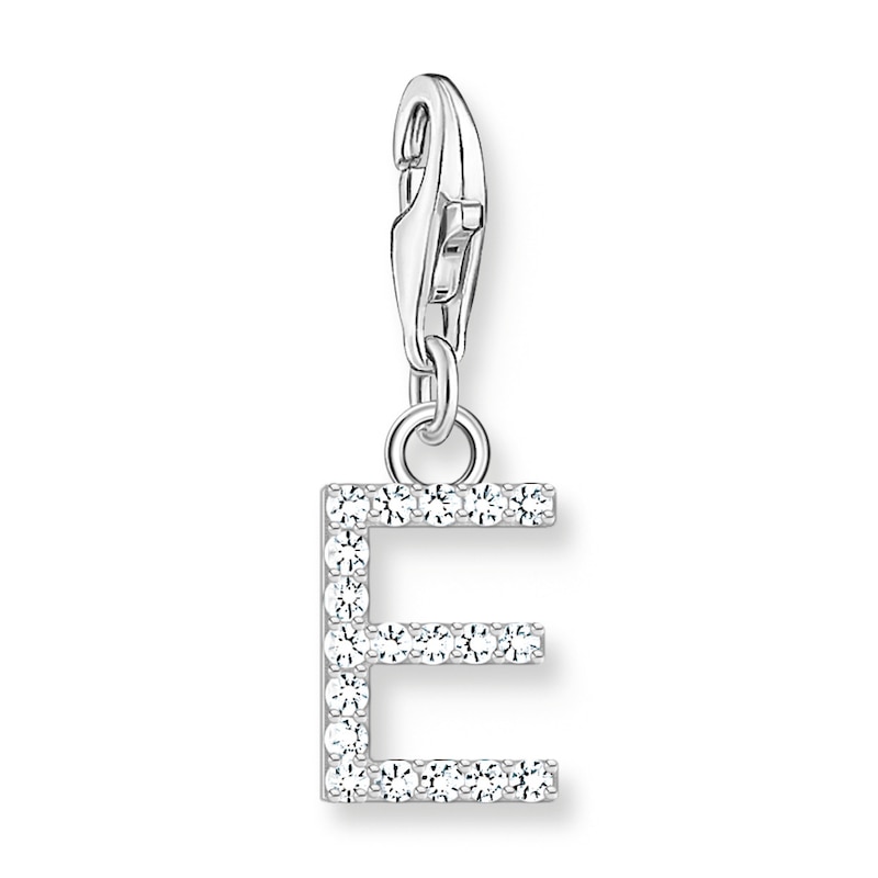 Thomas Sabo Ladies' Sterling Silver Cubic Zirconia Charm Pendant Letter E