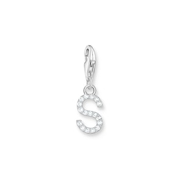 Thomas Sabo Ladies' Sterling Silver Cubic Zirconia Charm Pendant Letter S