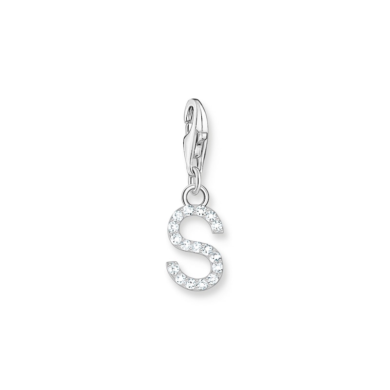 Thomas Sabo Ladies' Sterling Silver Cubic Zirconia Charm Pendant Letter S