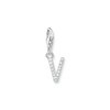 Thumbnail Image 1 of Thomas Sabo Ladies' Sterling Silver Cubic Zirconia Charm Pendant Letter V