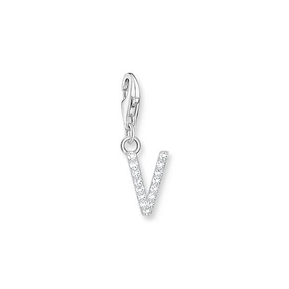 Thomas Sabo Women's Sterling Silver Cubic Zirconia Charm Pendant Letter V