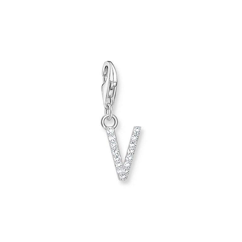 Main Image 1 of Thomas Sabo Ladies' Sterling Silver Cubic Zirconia Charm Pendant Letter V