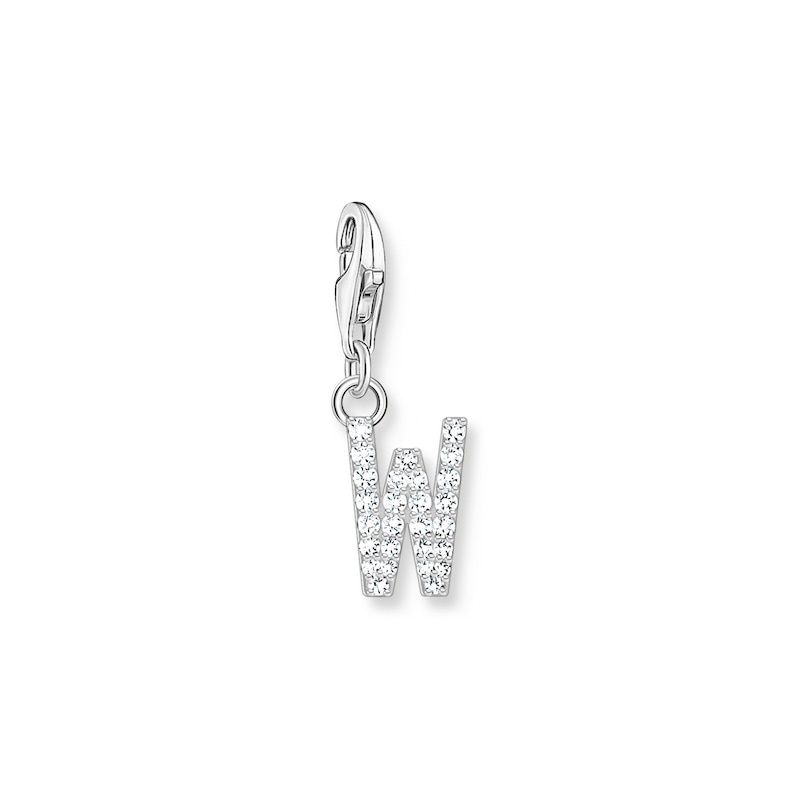 Thomas Sabo Ladies' Sterling Silver Cubic Zirconia Charm Pendant Letter W