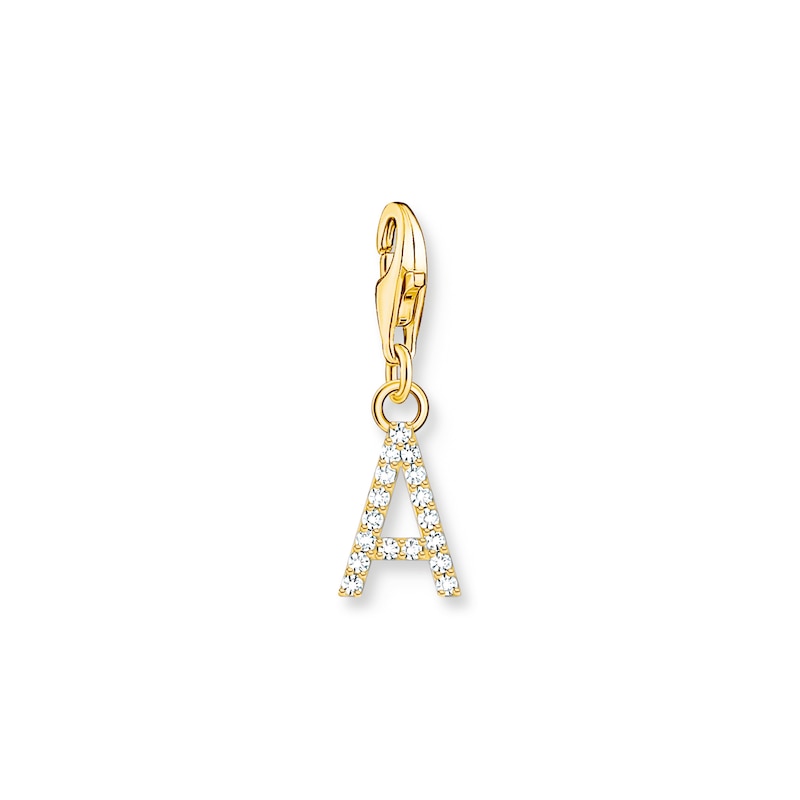 Main Image 1 of Thomas Sabo Ladies' 18ct Gold Plated Sterling Silver Cubic Zirconia Charm Pendant Letter A