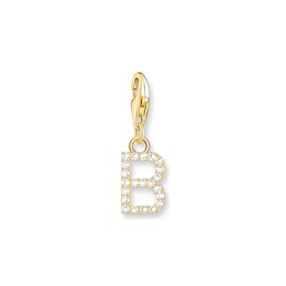 Thomas Sabo Ladies' 18ct Gold Plated Sterling Silver Cubic Zirconia Charm Pendant Letter B