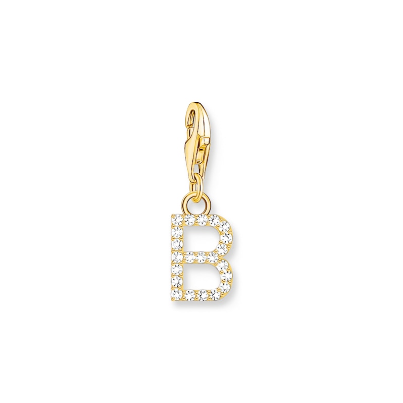 Main Image 1 of Thomas Sabo Ladies' 18ct Gold Plated Sterling Silver Cubic Zirconia Charm Pendant Letter B