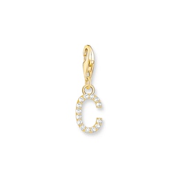 Thomas Sabo Ladies' 18ct Gold Plated Sterling Silver Cubic Zirconia Charm Pendant Letter C