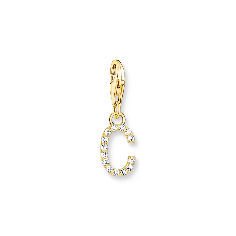 Main Image 1 of Thomas Sabo Ladies' 18ct Gold Plated Sterling Silver Cubic Zirconia Charm Pendant Letter C