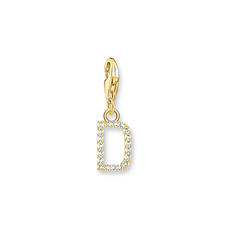 Main Image 1 of Thomas Sabo Ladies' 18ct Gold Plated Sterling Silver Cubic Zirconia Charm Pendant Letter D
