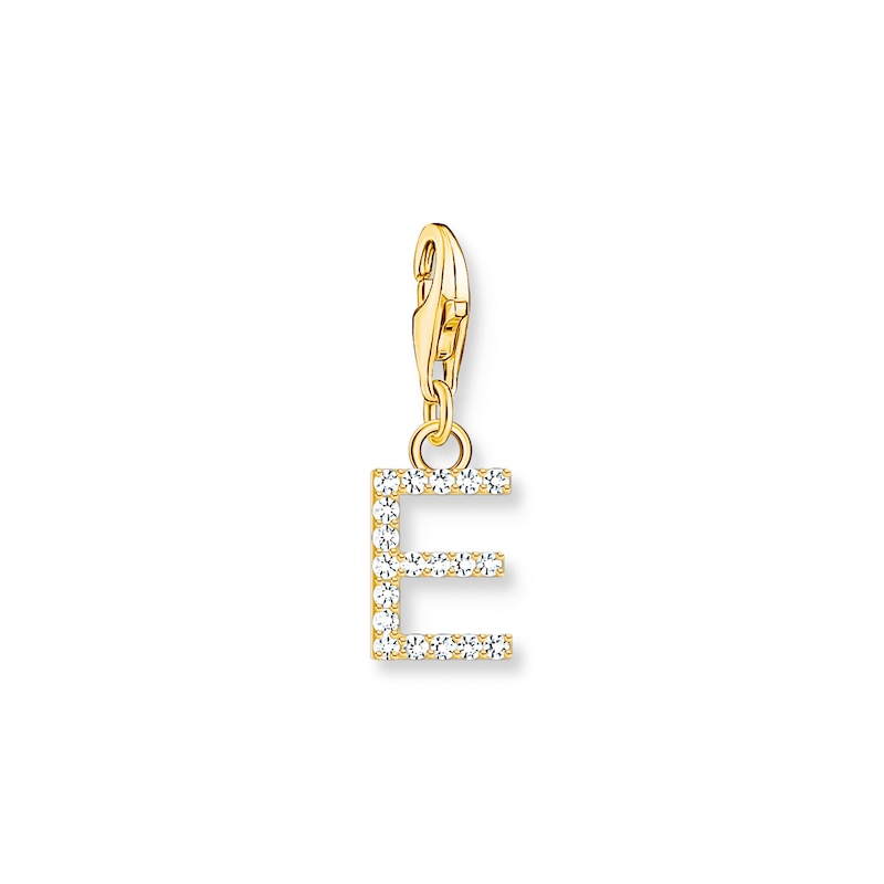 Main Image 1 of Thomas Sabo Ladies' 18ct Gold Plated Sterling Silver Cubic Zirconia Charm Pendant Letter E