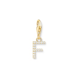 Thomas Sabo Ladies' 18ct Gold Plated Sterling Silver Cubic Zirconia Charm Pendant Letter F