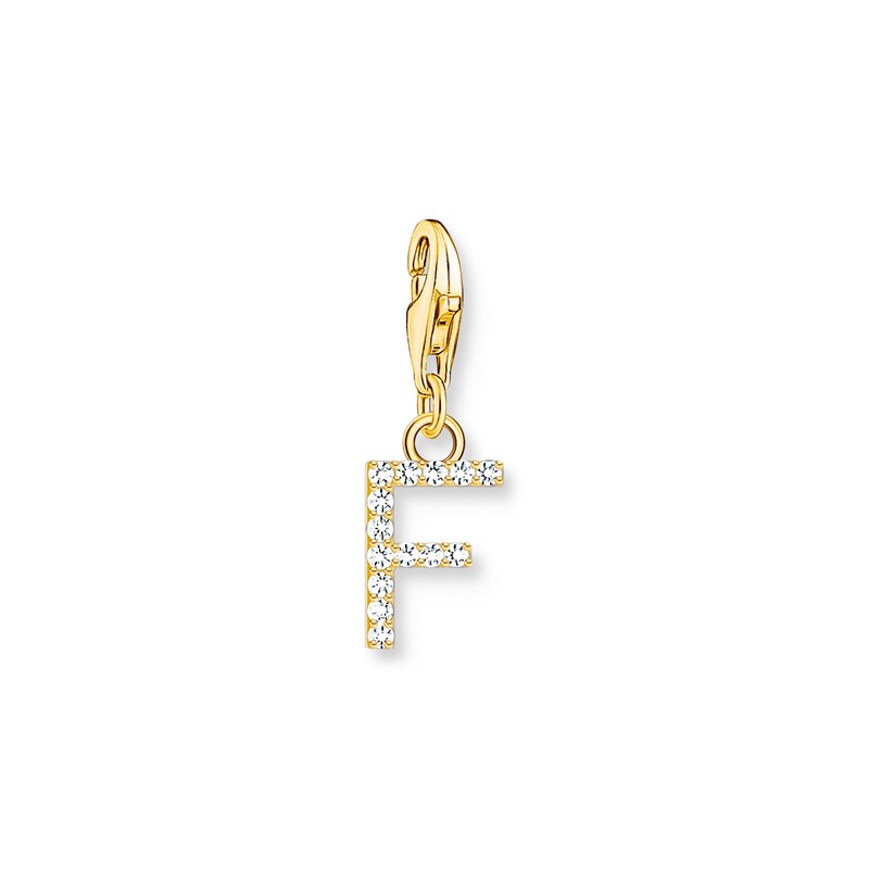 Main Image 1 of Thomas Sabo Ladies' 18ct Gold Plated Sterling Silver Cubic Zirconia Charm Pendant Letter F