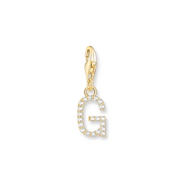 Thomas Sabo Ladies' 18ct Gold Plated Sterling Silver Cubic Zirconia Charm Pendant Letter G