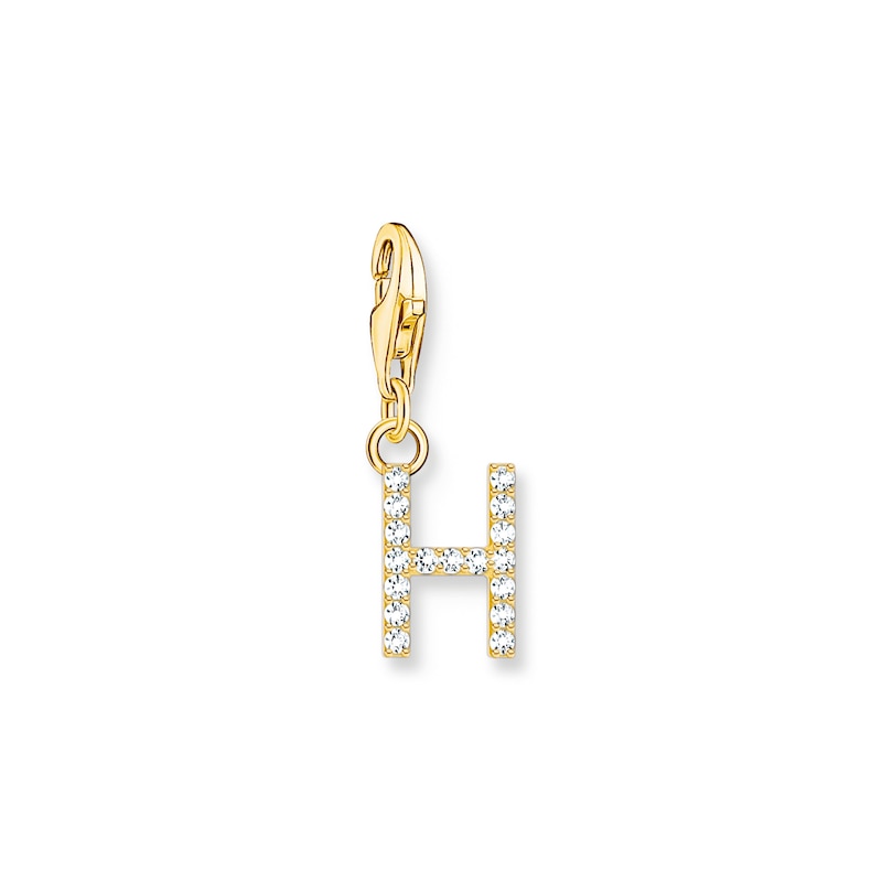 Thomas Sabo Ladies' 18ct Gold Plated Sterling Silver Cubic Zirconia Charm Pendant Letter H