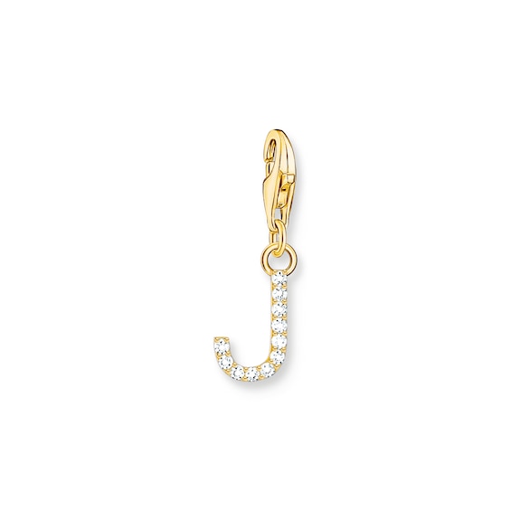 Thomas Sabo Ladies 18ct Gold Plated Sterling Silver Cubic Zirconia Charm Pendant Letter J