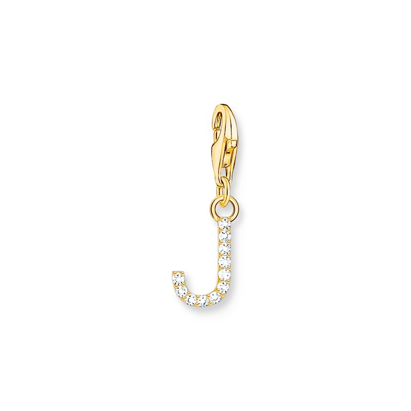 Main Image 1 of Thomas Sabo Ladies' 18ct Gold Plated Sterling Silver Cubic Zirconia Charm Pendant Letter J