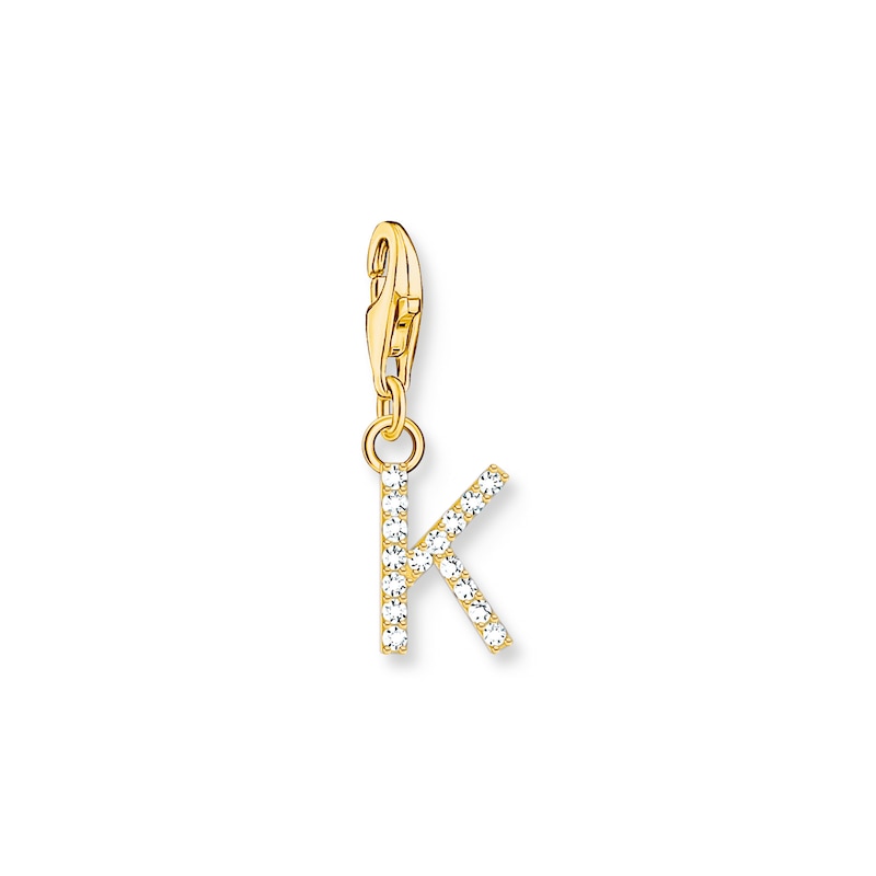 Thomas Sabo Ladies' 18ct Gold Plated Sterling Silver Cubic Zirconia Charm Pendant Letter K