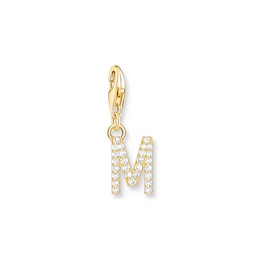 Thomas Sabo Ladies' 18ct Gold Plated Sterling Silver Cubic Zirconia Charm Pendant Letter M