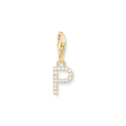 Thomas Sabo Ladies' 18ct Gold Plated Sterling Silver Cubic Zirconia Charm Pendant Letter P
