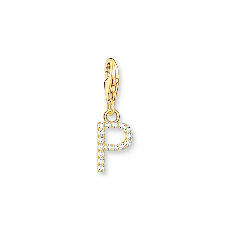 Main Image 1 of Thomas Sabo Ladies' 18ct Gold Plated Sterling Silver Cubic Zirconia Charm Pendant Letter P