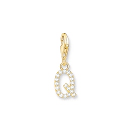 Thomas Sabo Ladies' 18ct Gold Plated Sterling Silver Cubic Zirconia Charm Pendant Letter Q