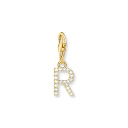 Thomas Sabo Ladies' 18ct Gold Plated Sterling Silver Cubic Zirconia Charm Pendant Letter R