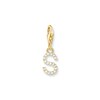 Thumbnail Image 1 of Thomas Sabo Ladies' 18ct Gold Plated Sterling Silver Cubic Zirconia Charm Pendant Letter S
