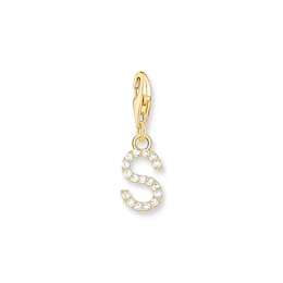 Thomas Sabo Ladies' 18ct Gold Plated Sterling Silver Cubic Zirconia Charm Pendant Letter S