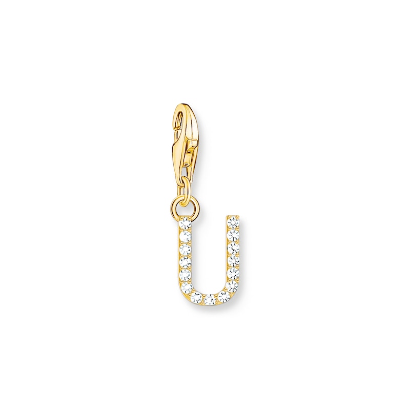 Main Image 1 of Thomas Sabo Ladies' 18ct Gold Plated Sterling Silver Cubic Zirconia Charm Pendant Letter U