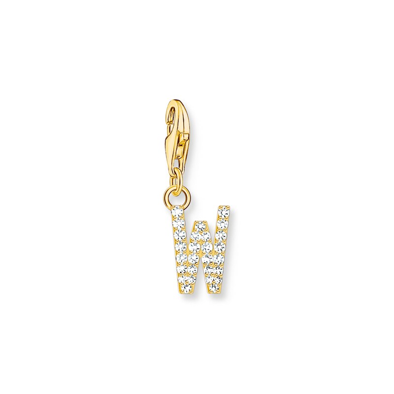 Main Image 1 of Thomas Sabo Ladies' 18ct Gold Plated Sterling Silver Cubic Zirconia Charm Pendant Letter W