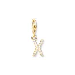 Thomas Sabo Ladies' 18ct Gold Plated Sterling Silver Cubic Zirconia Charm Pendant Letter X