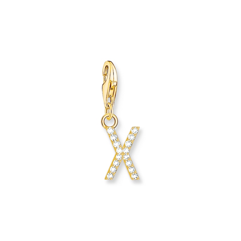 Main Image 1 of Thomas Sabo Ladies' 18ct Gold Plated Sterling Silver Cubic Zirconia Charm Pendant Letter X