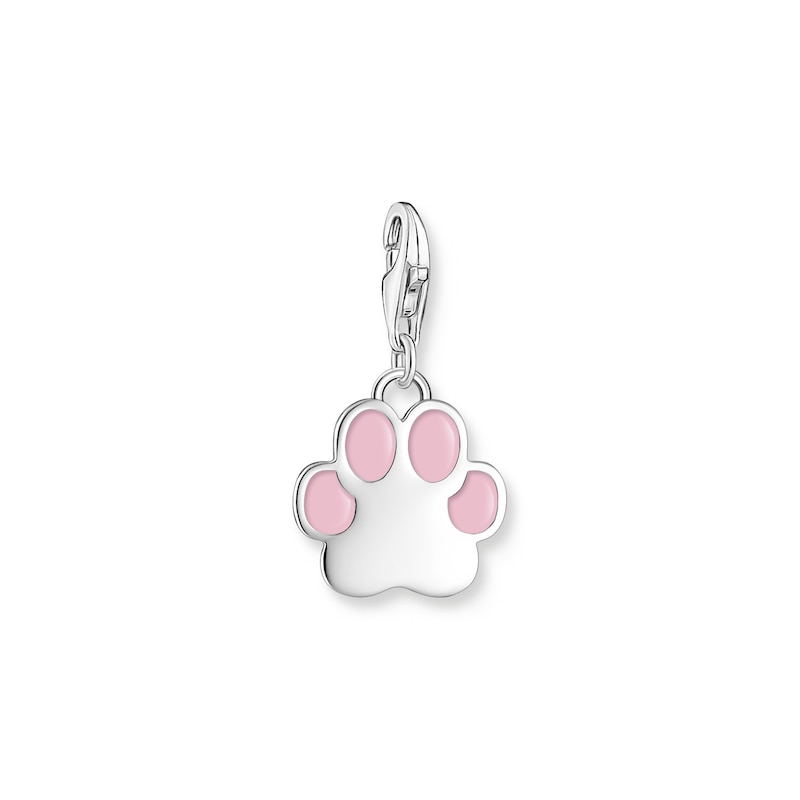 Thomas Sabo Ladies' Sterling Silver Pink Enamel Paw Charm Pendant