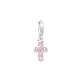 Thomas Sabo Ladies' Sterling Silver Pink Cubic Zirconia Cross Charm Pendant