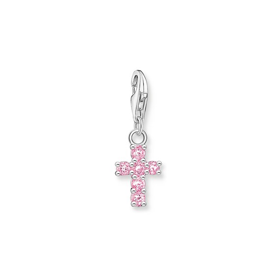 Thomas Sabo Women's Sterling Silver Pink Cubic Zirconia Cross Charm Pendant