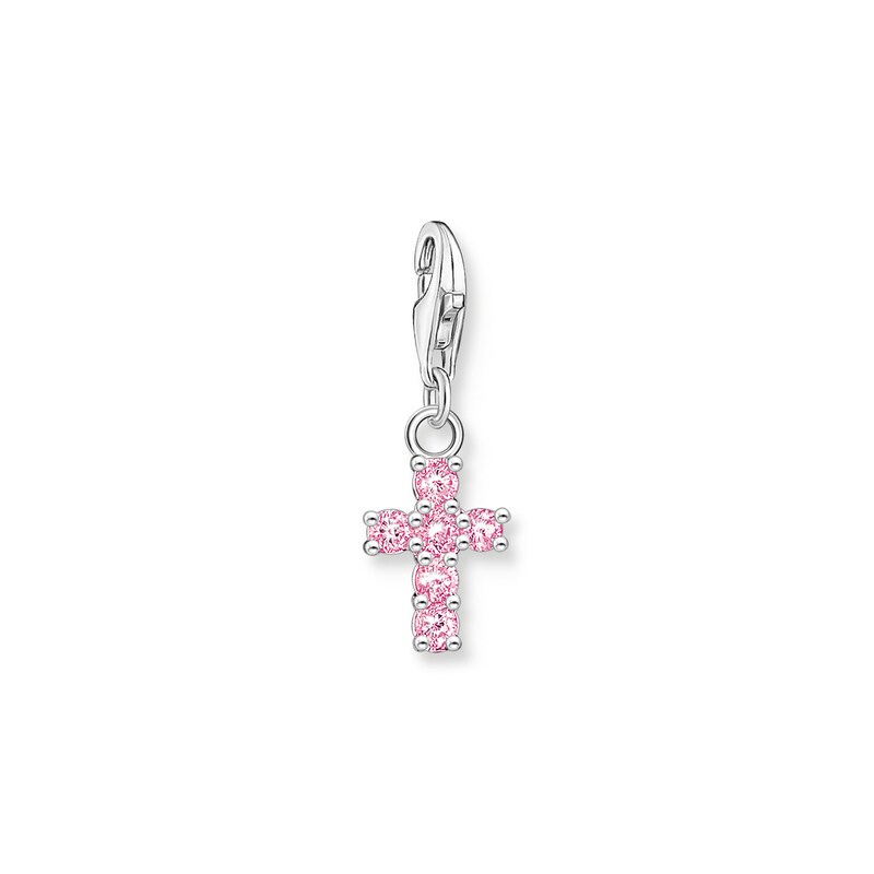Main Image 1 of Thomas Sabo Ladies' Sterling Silver Pink Cubic Zirconia Cross Charm Pendant