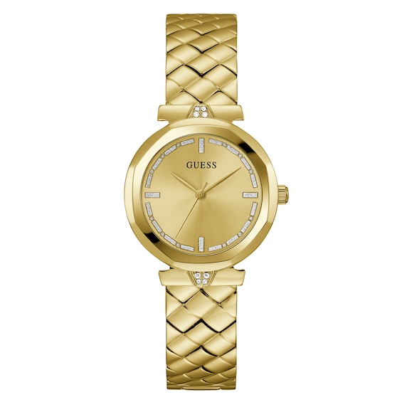 Guess Rumour Women's Gold Tone Patterned Half Bangle Watch