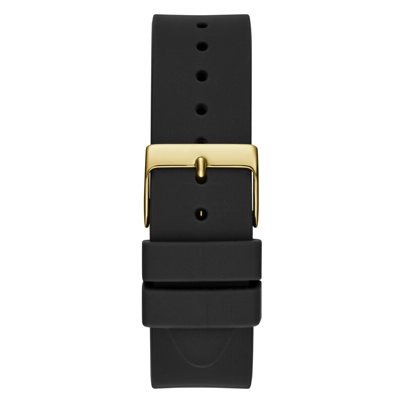 Main Image 3 of Guess Cubed Ladies' Gold Tone Patterned Dial Black Silicone Strap Watch