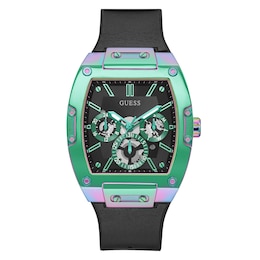 Guess Phoenix Men's Vibrant Green Chronograph Black Silicone Strap Watch
