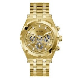Guess Continental Men's Skeleton Chronograph Dial Gold Tone Bracelet Watch