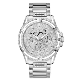 Guess King Men's Stone Set Chronograph Stainless Steel Bracelet Watch